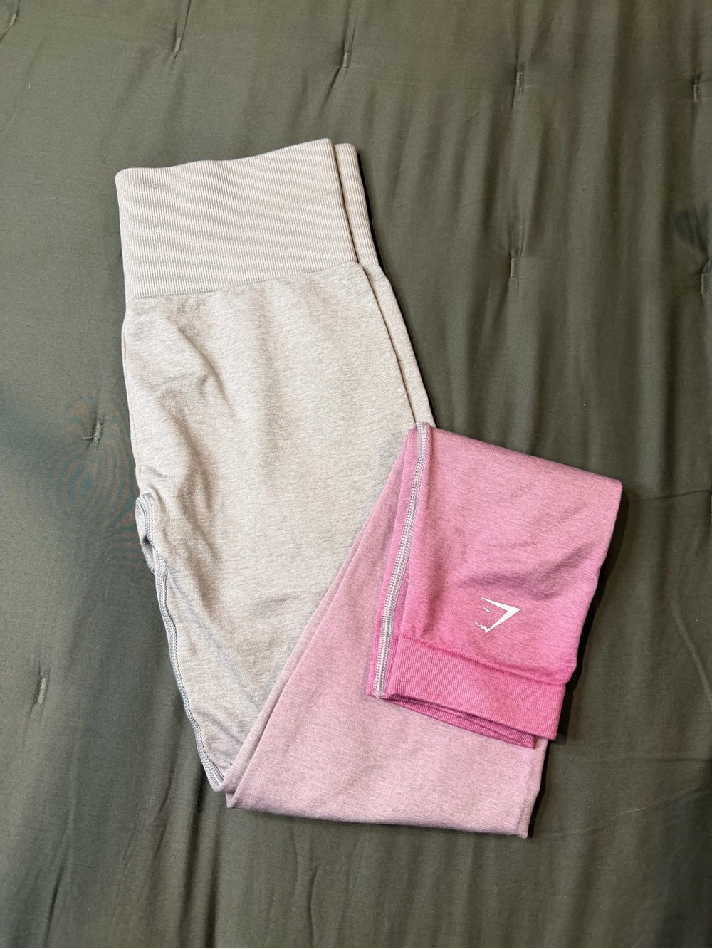 Gymshark Two-Tone High Waist Leggings - Pink & Light Gray
